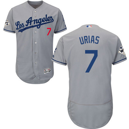 Dodgers #7 Julio Urias Grey Flexbase Authentic Collection World Series Bound Stitched MLB Jersey - Click Image to Close